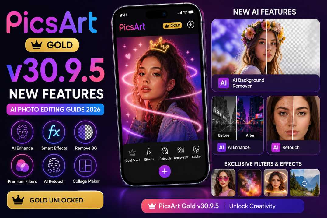 PicsArt Gold v30.9.5 New Features & AI Photo Editing Guide 2026
